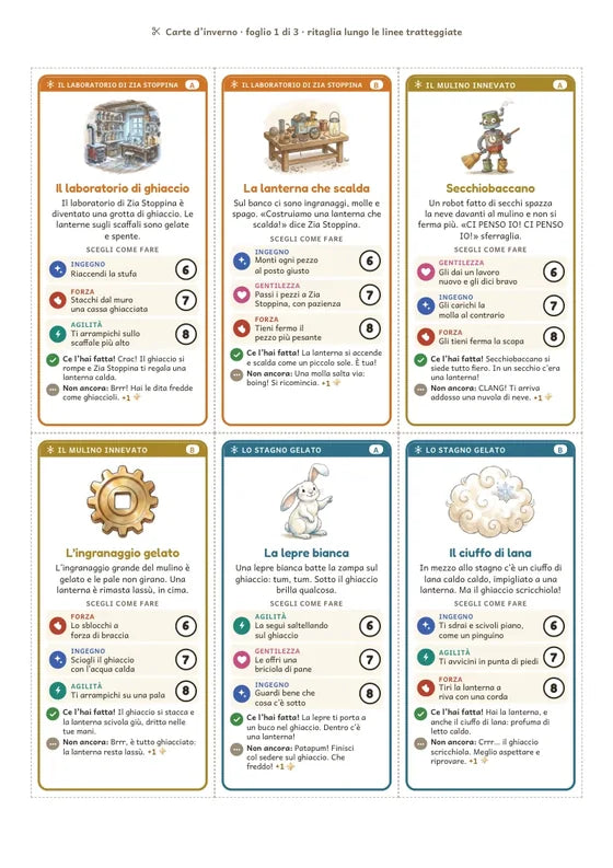 Un foglio di carte d'inverno da ritagliare